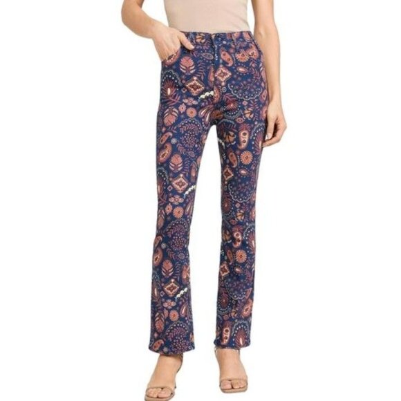 NEW MOTHER Hustler Flood Jeans in Henna Happiness Paisley Stretch Size 24 - Picture 2 of 9